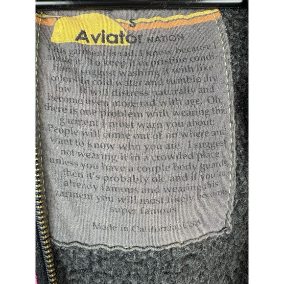 Aviator Nation Charcoal Hoodie with Pink and Blue Stripes - Picture 4 of 9